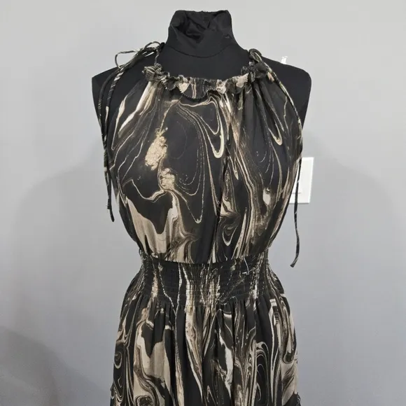 🐢 Banana Republic Halter Midi Dress Marble Smoke XL