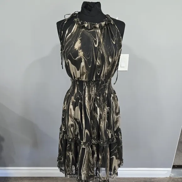 🐢 Banana Republic Halter Midi Dress Marble Smoke XL