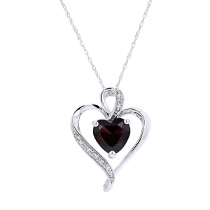 10K WG Garnet & White Sapphire Heart Pendant