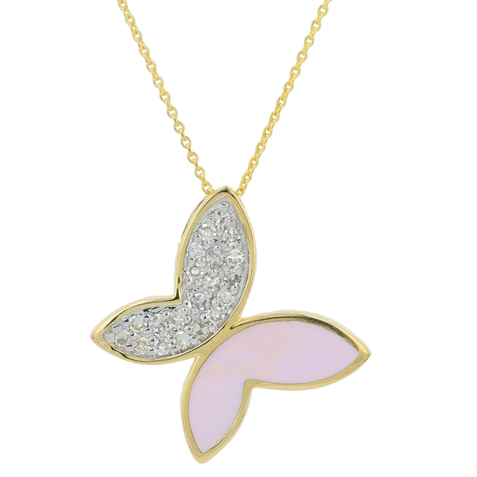 14K 0.16 CT Diamond & Enamel Butterfly Necklace<p><strong>More Colors Available</p></strong>