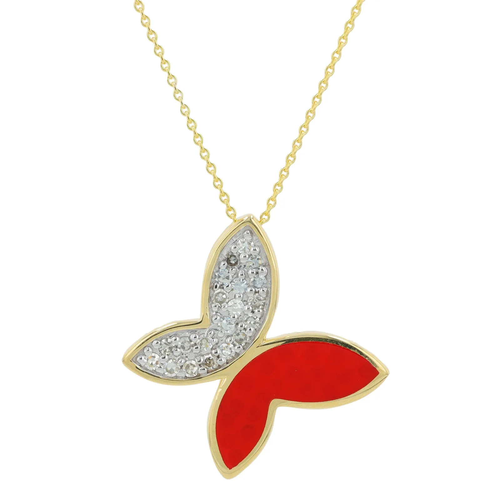 14K 0.16 CT Diamond & Enamel Butterfly Necklace<p><strong>More Colors Available</p></strong>