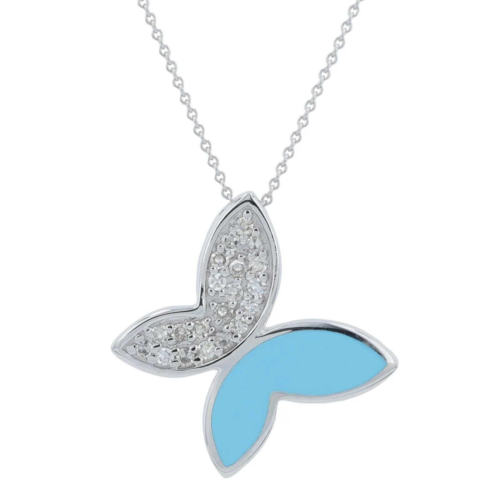 14K 0.16 CT Diamond & Enamel Butterfly Necklace<p><strong>More Colors Available</p></strong>
