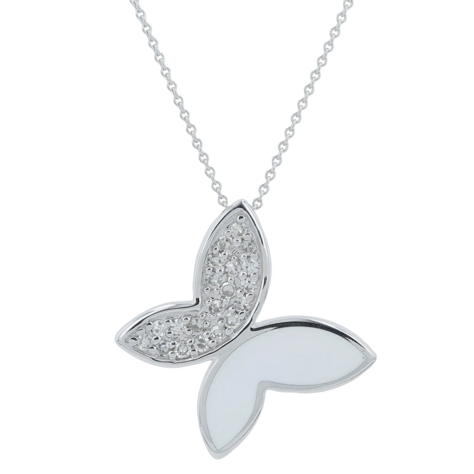 14K 0.16 CT Diamond & Enamel Butterfly Necklace<p><strong>More Colors Available</p></strong>