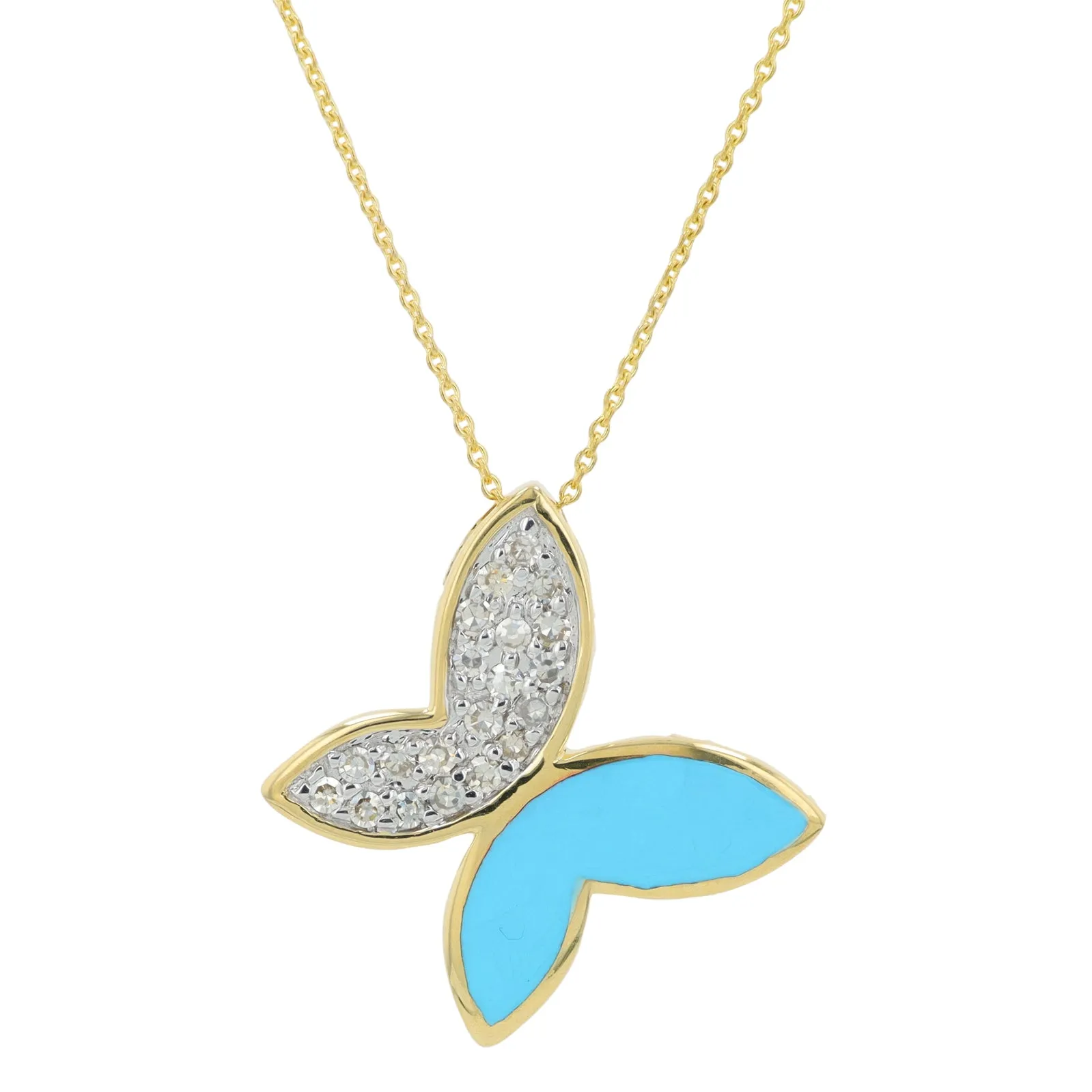 14K 0.16 CT Diamond & Enamel Butterfly Necklace<p><strong>More Colors Available</p></strong>