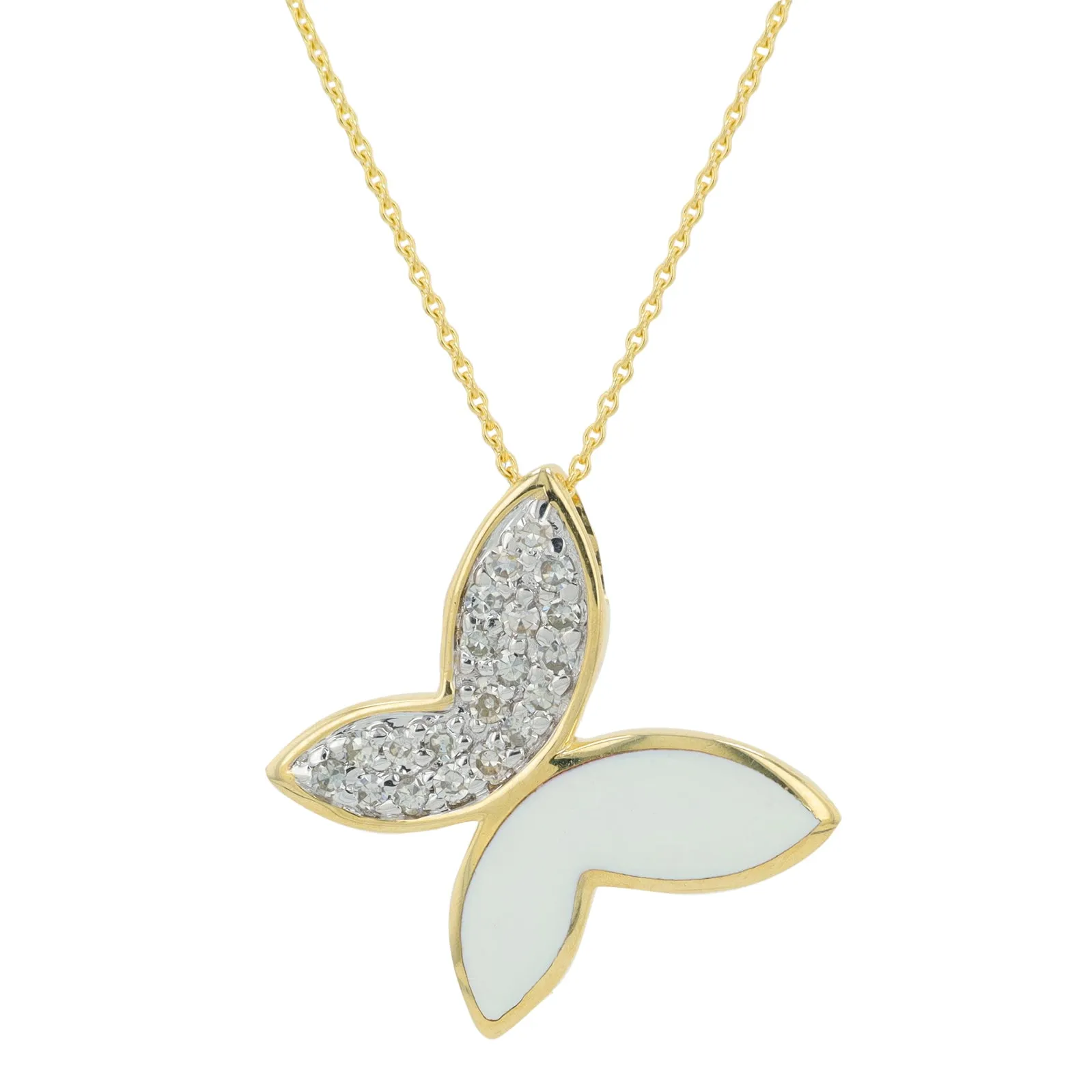 14K 0.16 CT Diamond & Enamel Butterfly Necklace<p><strong>More Colors Available</p></strong>