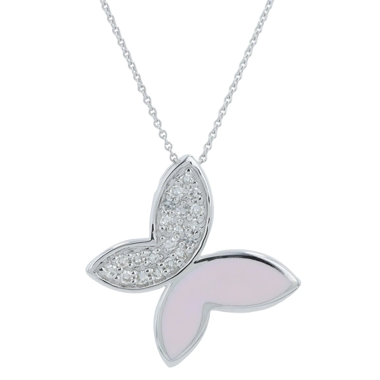 14K 0.16 CT Diamond & Enamel Butterfly Necklace<p><strong>More Colors Available</p></strong>