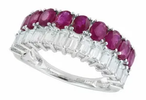 14K EFFY WG 2.53 CT White Sapphire & Ruby Ring