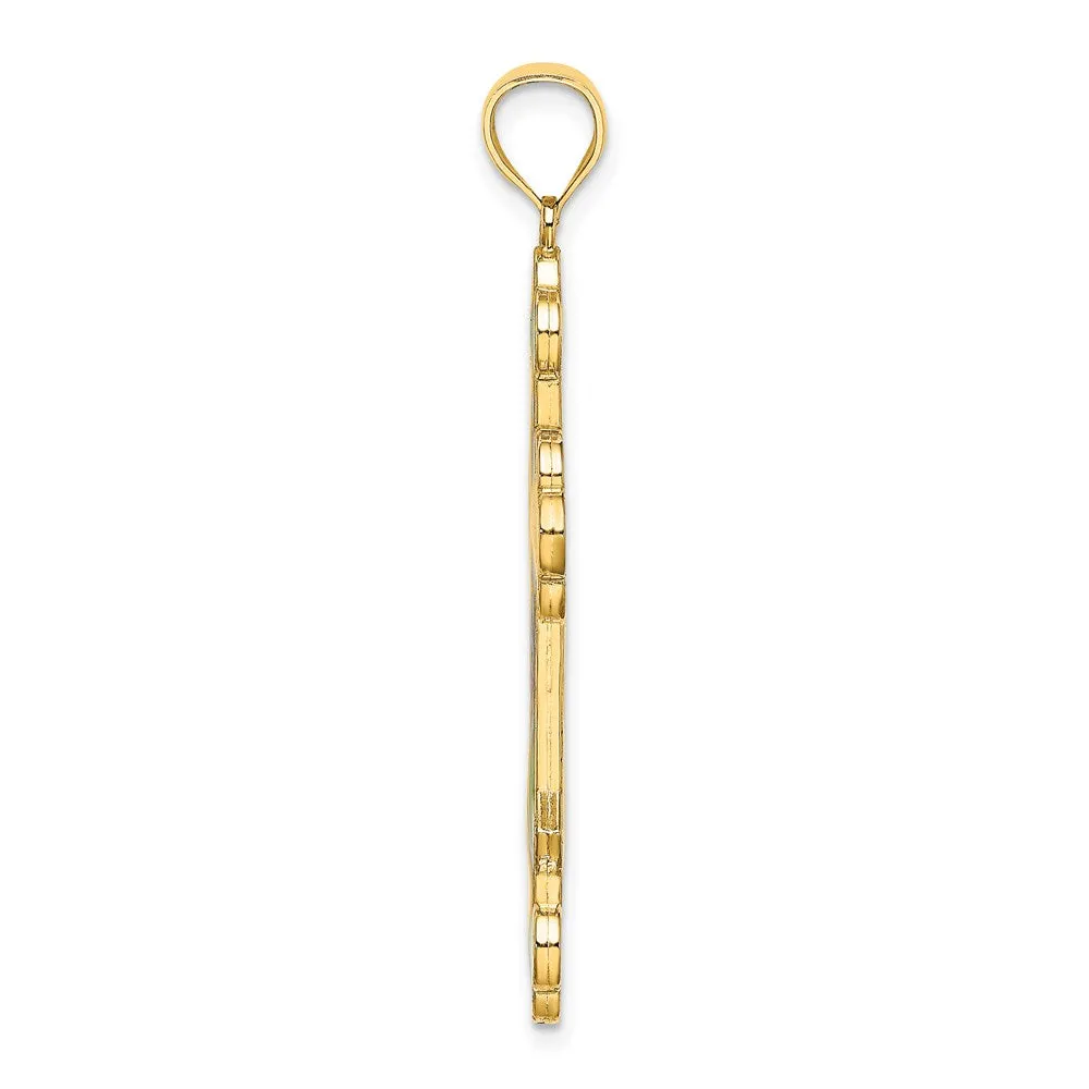 14K Multi Color Enameled Cross Charm
