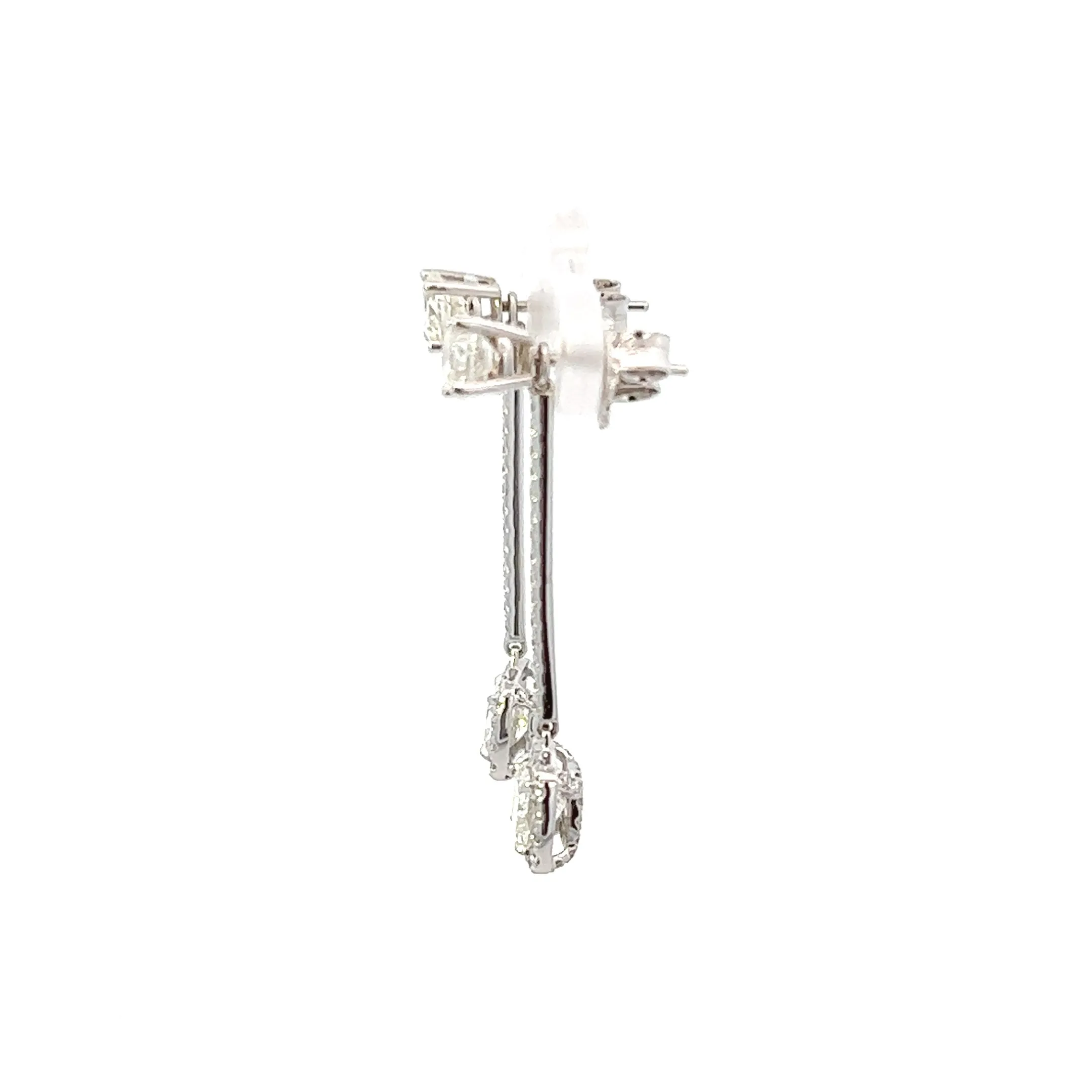 14K White Gold Cushion Cut Halo Diamond Drop Earrings (2.87ctw)