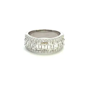 14K White Gold Emerald Cut And Round Diamond Fashion Ring (2ctw)
