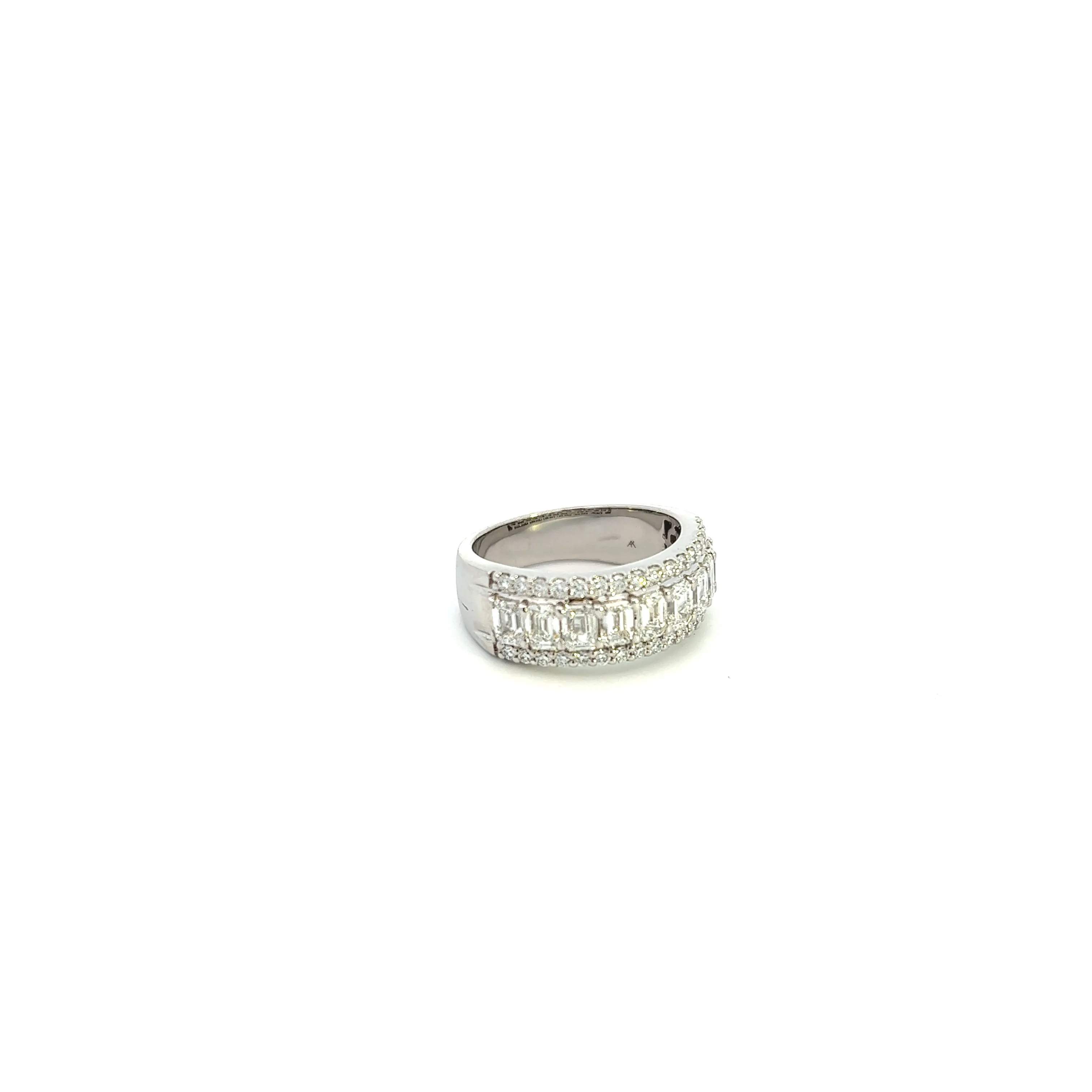 14K White Gold Emerald Cut And Round Diamond Fashion Ring (2ctw)