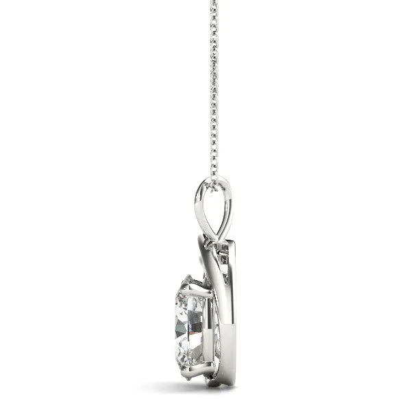 14K White Gold Oval Brilliant Diamond Swirl Pendant (1.10ctw)