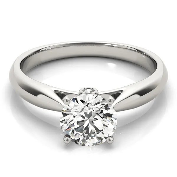 14K White Gold Round Brilliant Cathedral Style Diamond Accented Solitaire (1.05ctw)