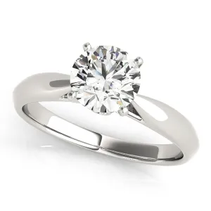 14K White Gold Round Brilliant Cathedral Style Diamond Accented Solitaire (1.05ctw)