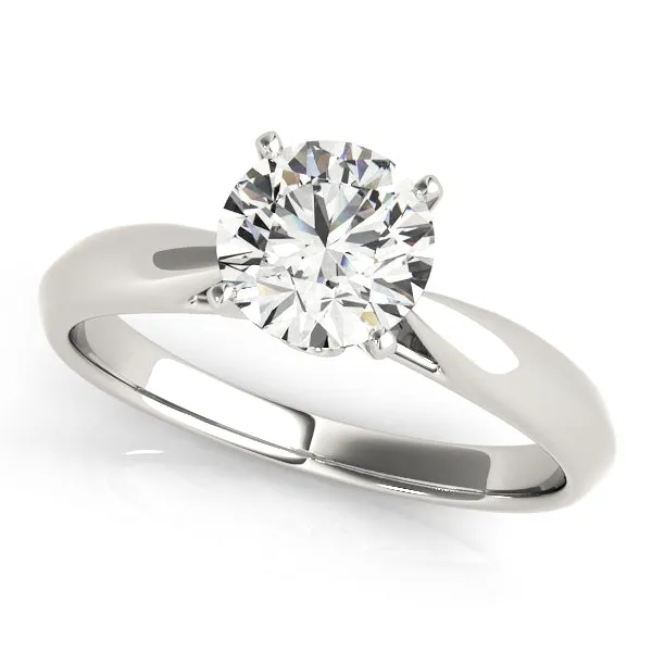 14K White Gold Round Brilliant Cathedral Style Diamond Accented Solitaire (1.05ctw)
