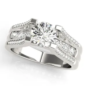 14K White Gold Round Brilliant Tension Diamond Engagement Ring With Channel Set Accent Diamonds (1.50ctw)