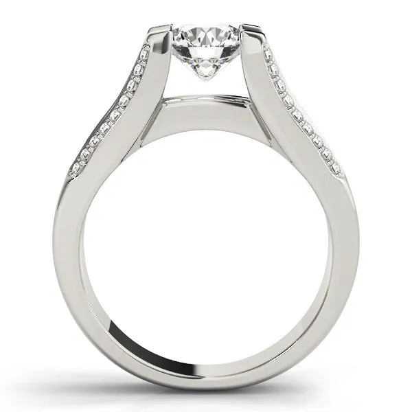 14K White Gold Round Brilliant Tension Diamond Engagement Ring With Channel Set Accent Diamonds (1.50ctw)