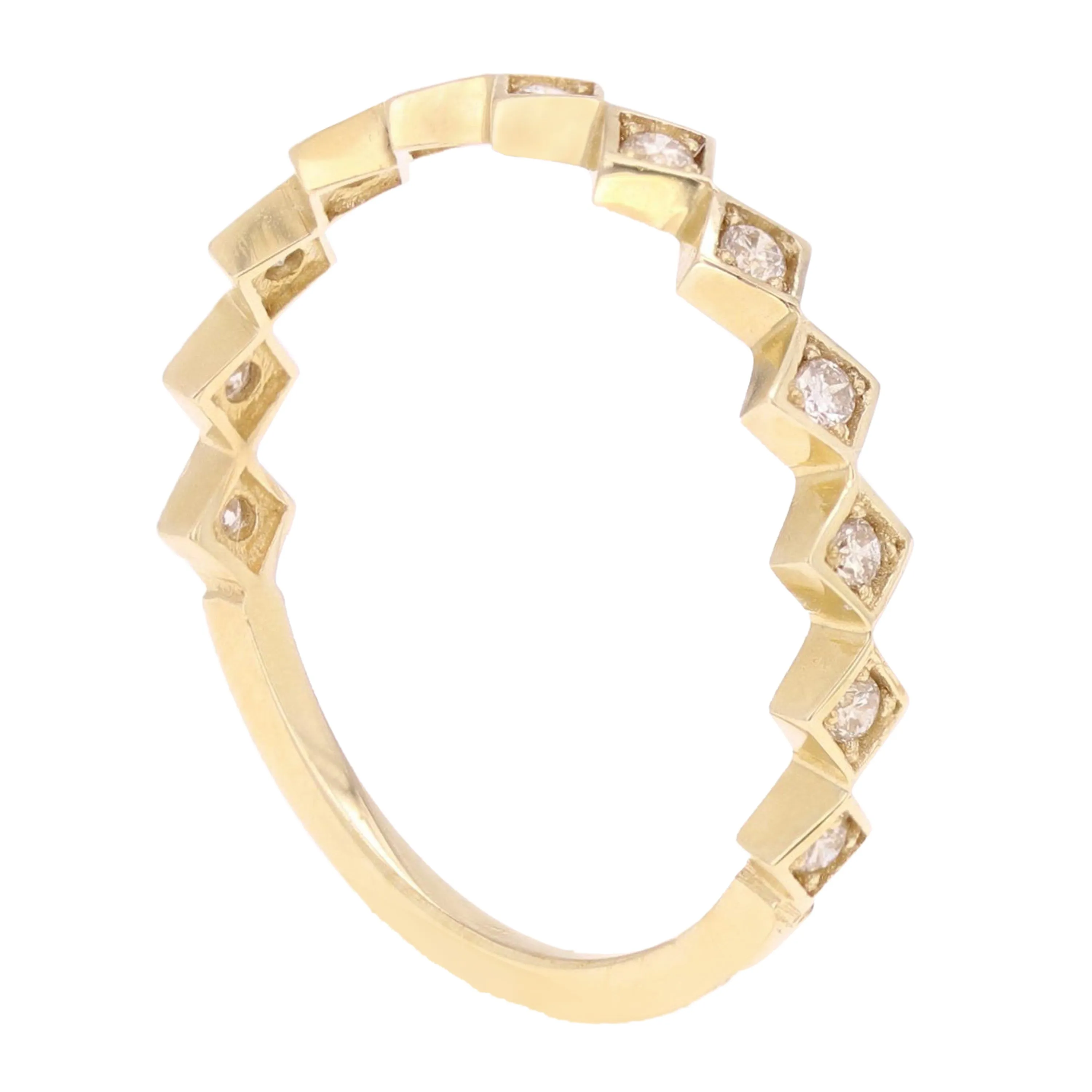 14k Yellow White or Rose Gold Diamond Accent Geometric Square Stacking Ring Various Sizes