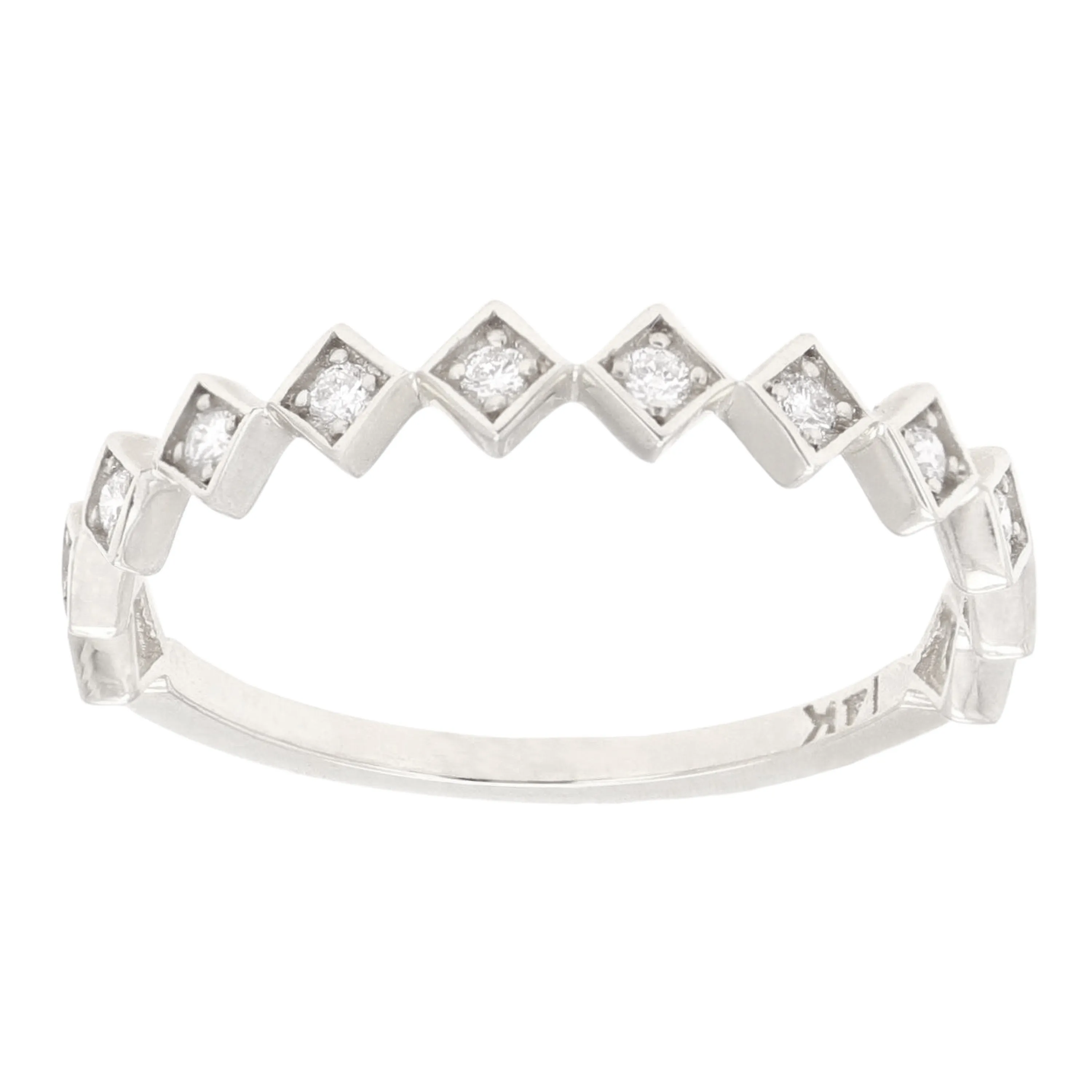 14k Yellow White or Rose Gold Diamond Accent Geometric Square Stacking Ring Various Sizes