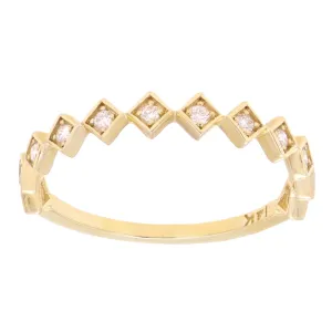 14k Yellow White or Rose Gold Diamond Accent Geometric Square Stacking Ring Various Sizes