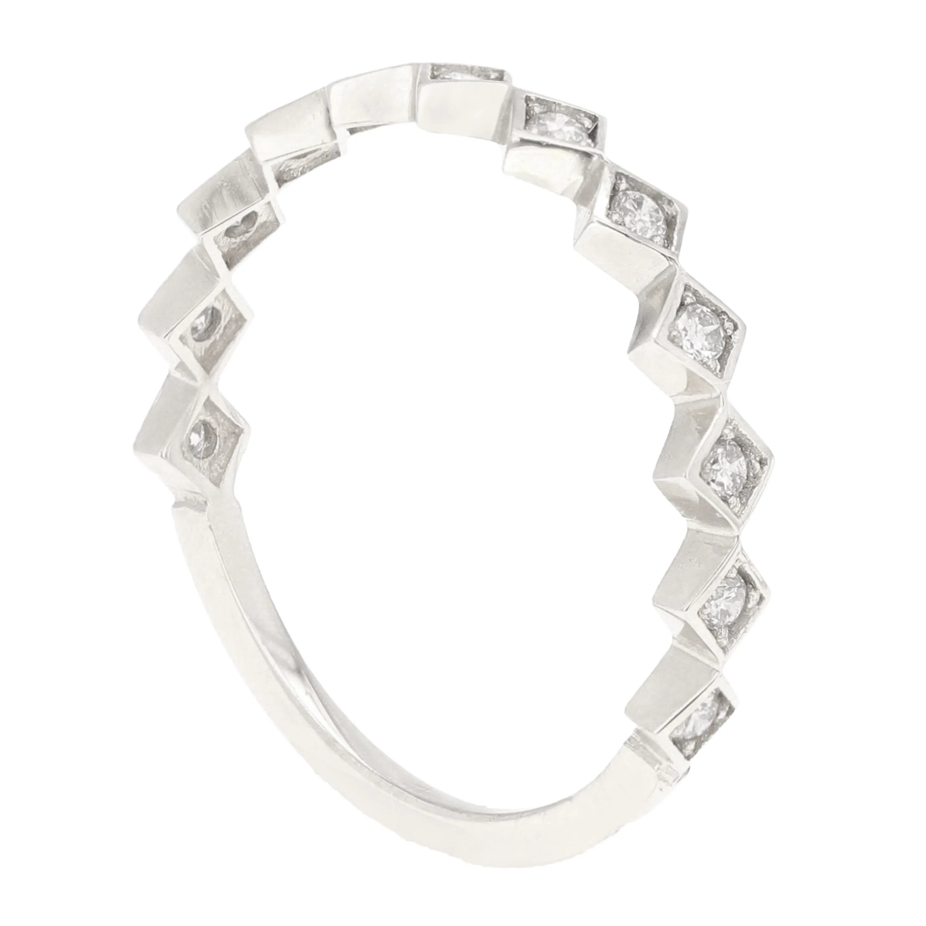 14k Yellow White or Rose Gold Diamond Accent Geometric Square Stacking Ring Various Sizes