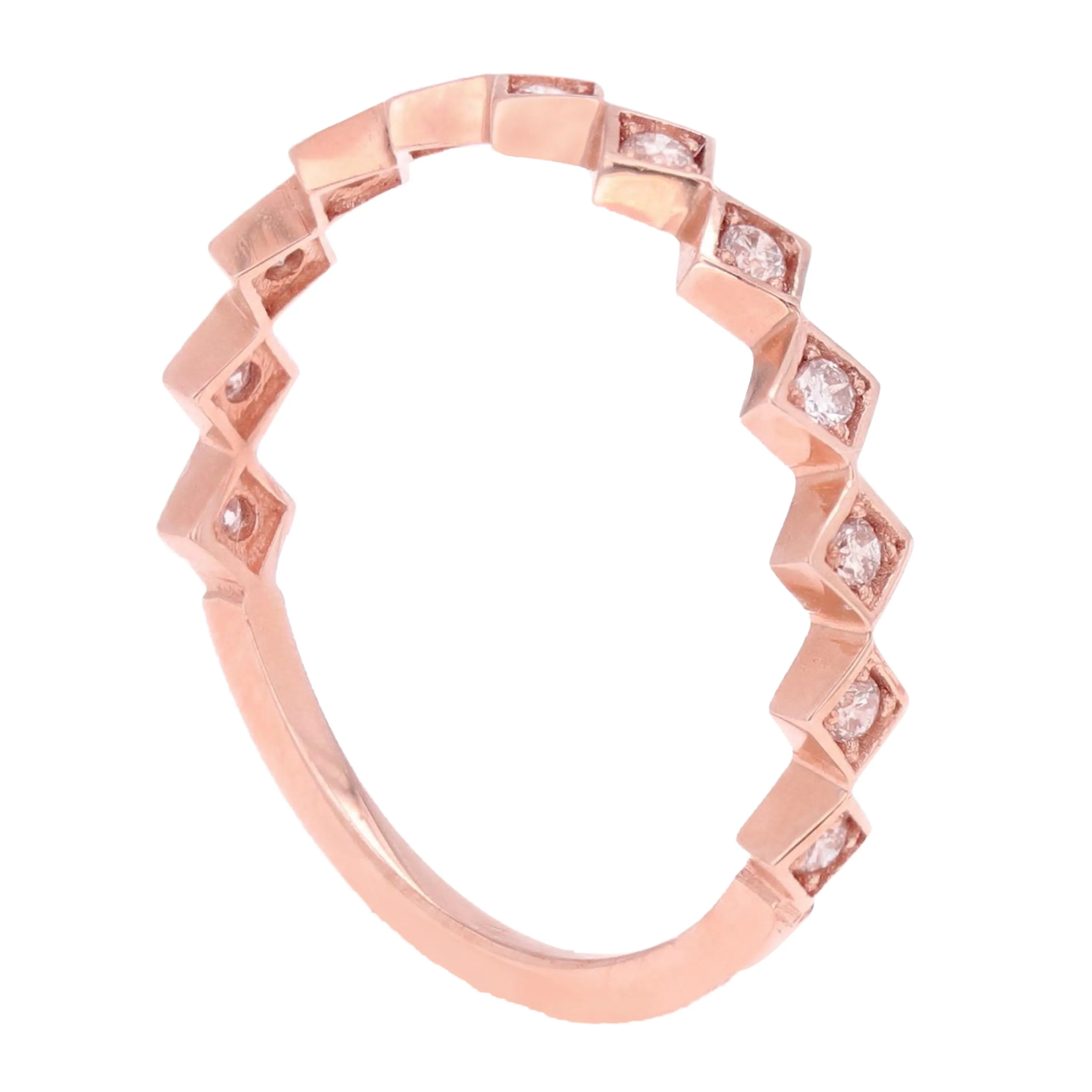 14k Yellow White or Rose Gold Diamond Accent Geometric Square Stacking Ring Various Sizes