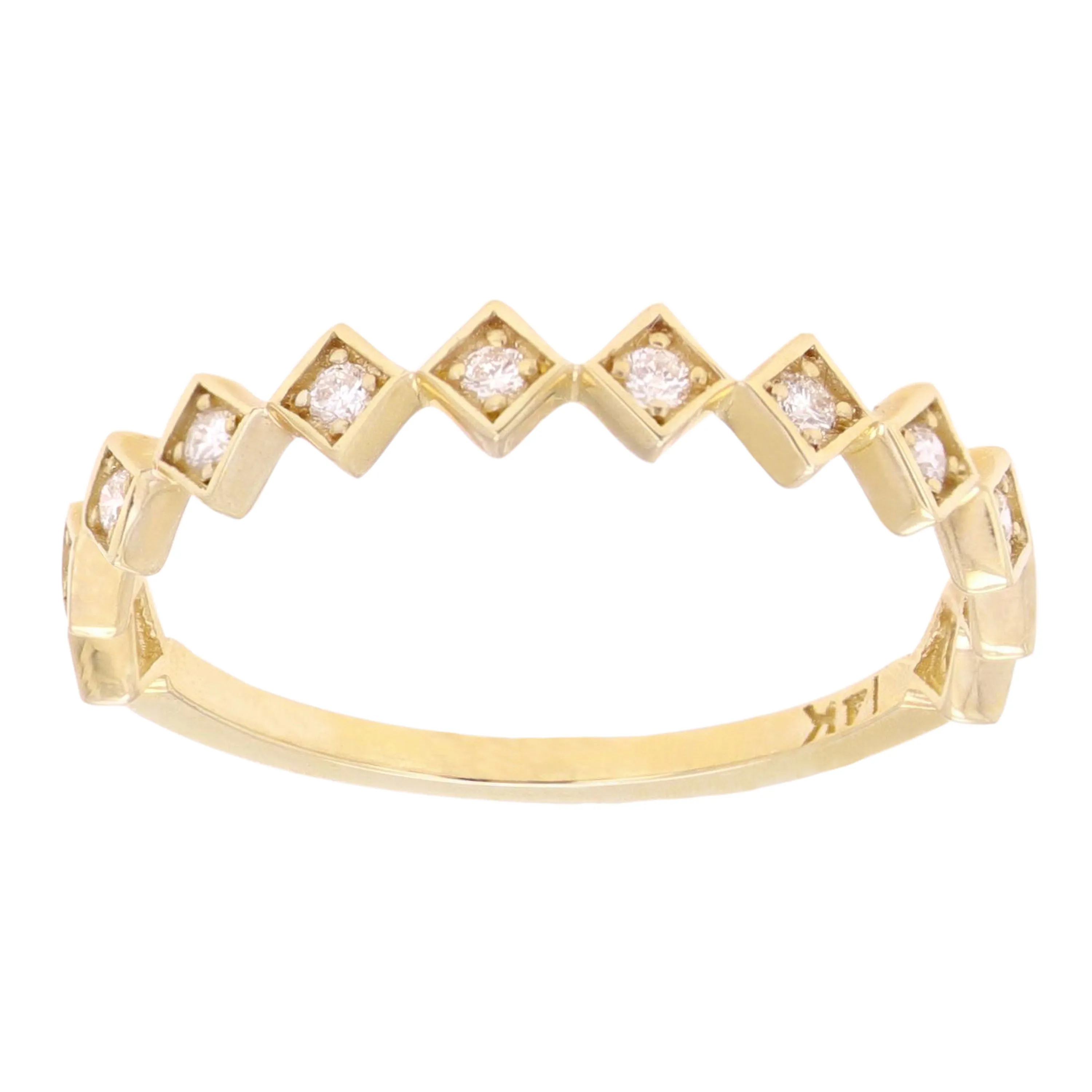 14k Yellow White or Rose Gold Diamond Accent Geometric Square Stacking Ring Various Sizes