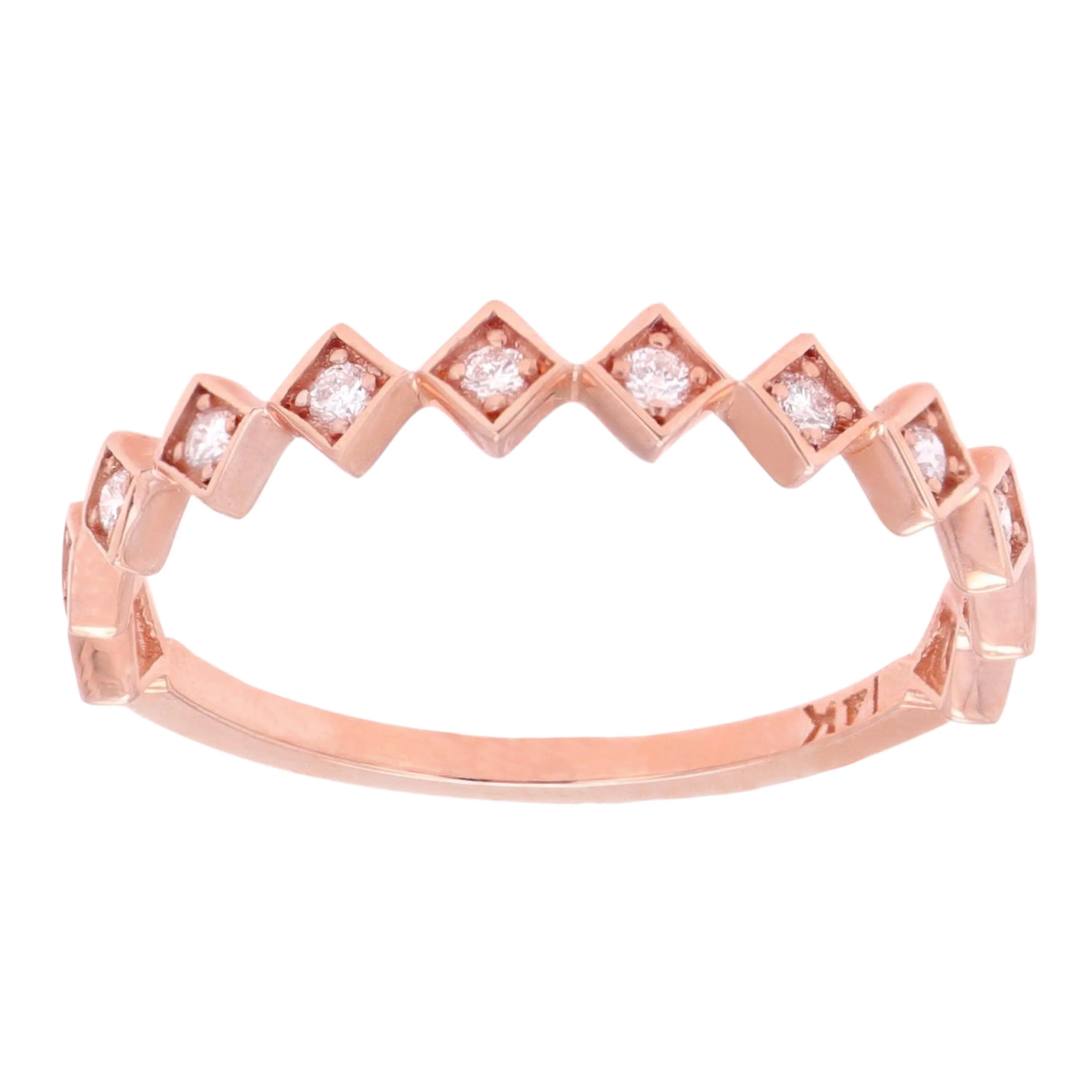14k Yellow White or Rose Gold Diamond Accent Geometric Square Stacking Ring Various Sizes