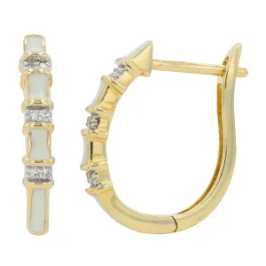 14K YG 0.05 CT Diamond & Enamel Hoops<p><strong>More Colors Available</p></strong>