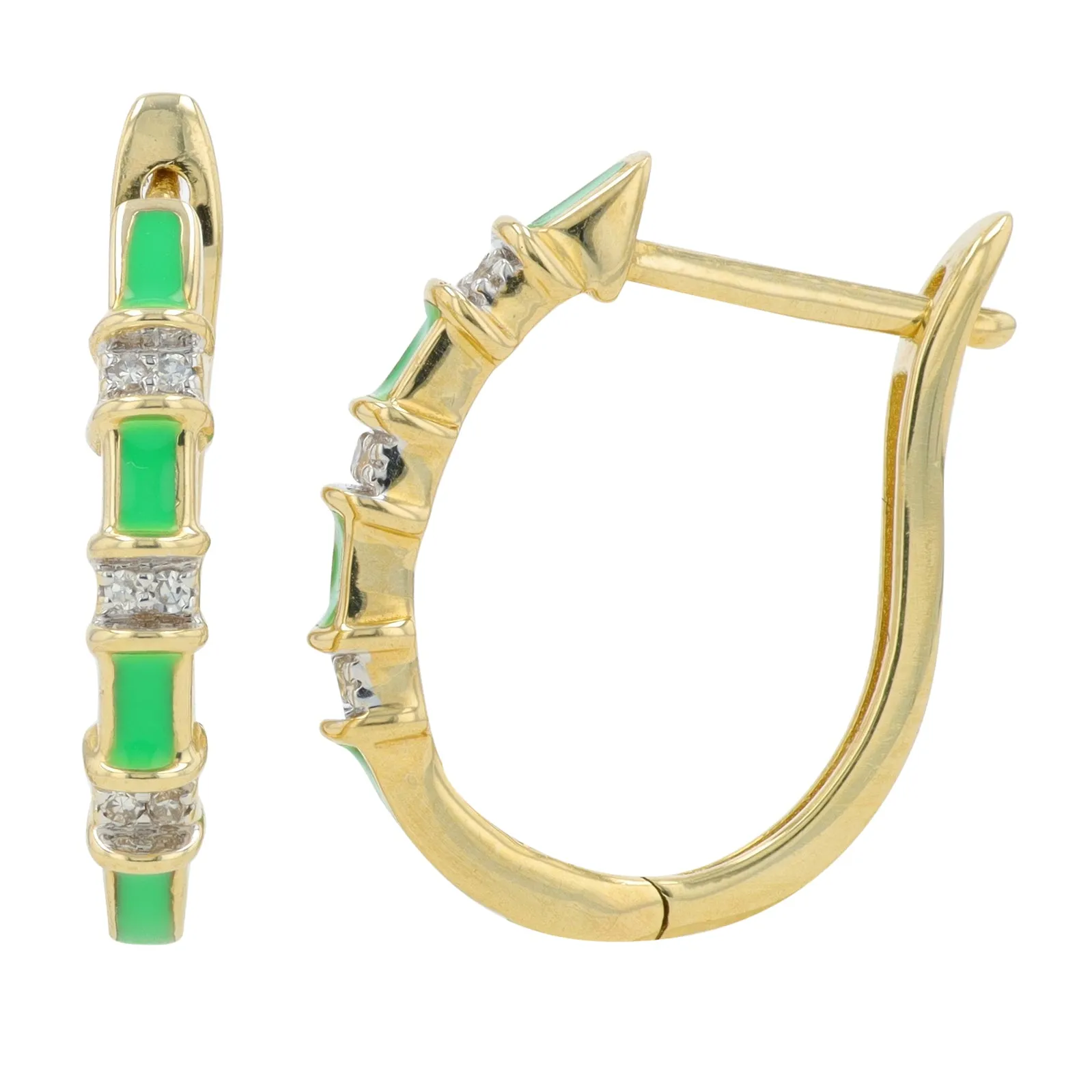 14K YG 0.05 CT Diamond & Enamel Hoops<p><strong>More Colors Available</p></strong>