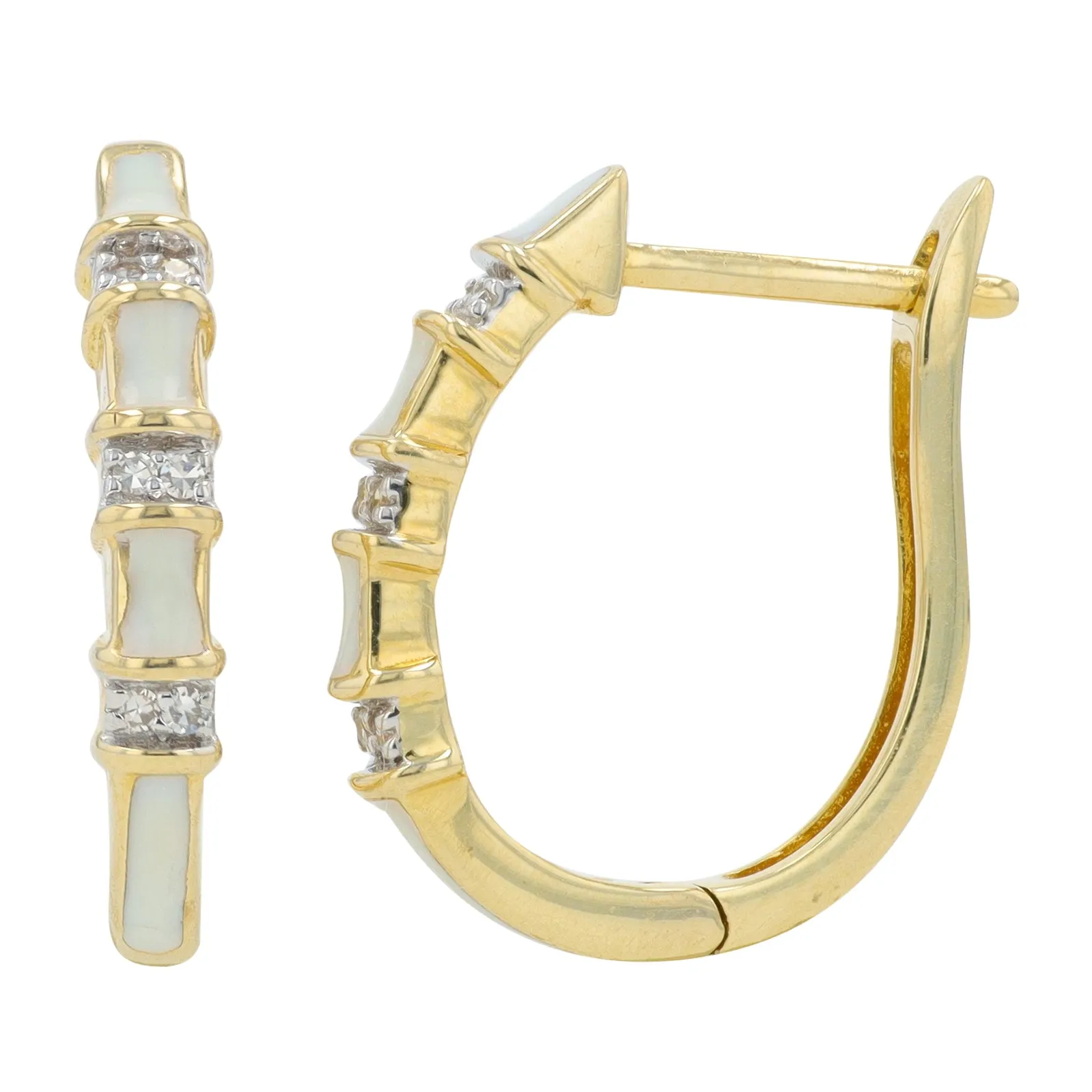 14K YG 0.05 CT Diamond & Enamel Hoops<p><strong>More Colors Available</p></strong>