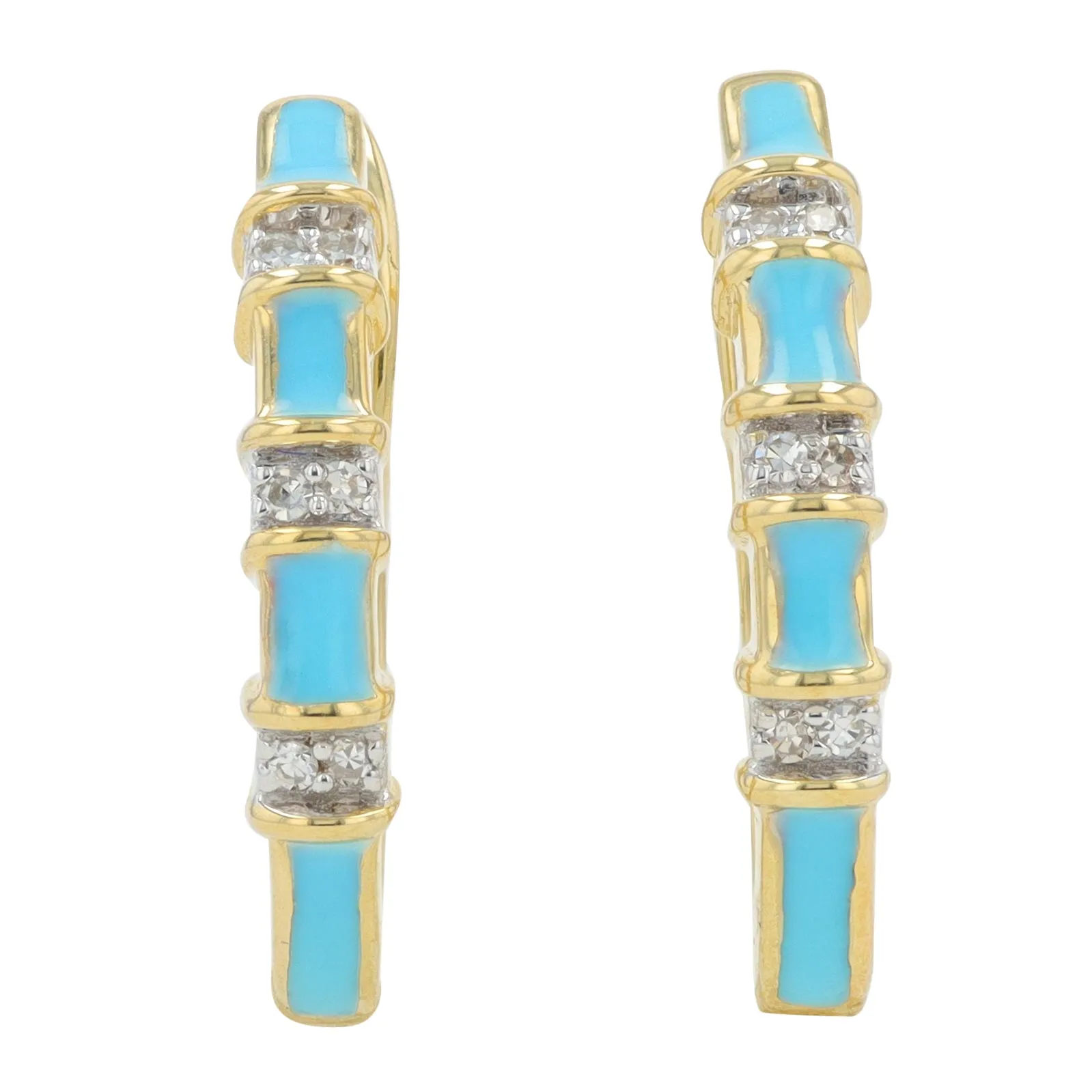 14K YG 0.05 CT Diamond & Enamel Hoops<p><strong>More Colors Available</p></strong>