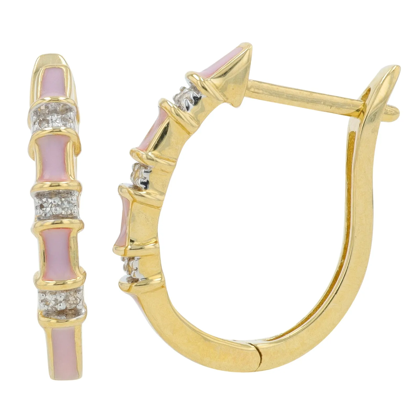 14K YG 0.05 CT Diamond & Enamel Hoops<p><strong>More Colors Available</p></strong>