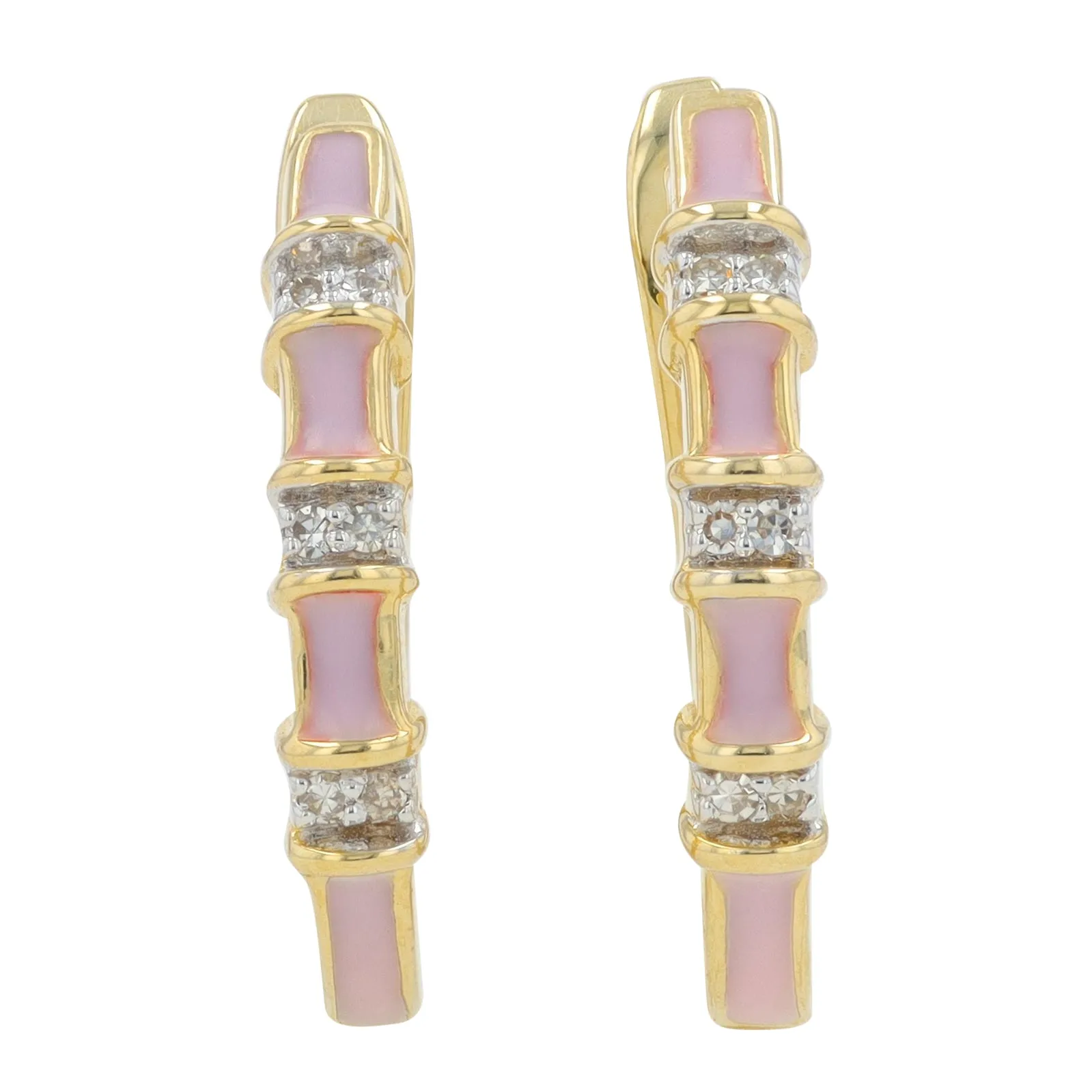 14K YG 0.05 CT Diamond & Enamel Hoops<p><strong>More Colors Available</p></strong>