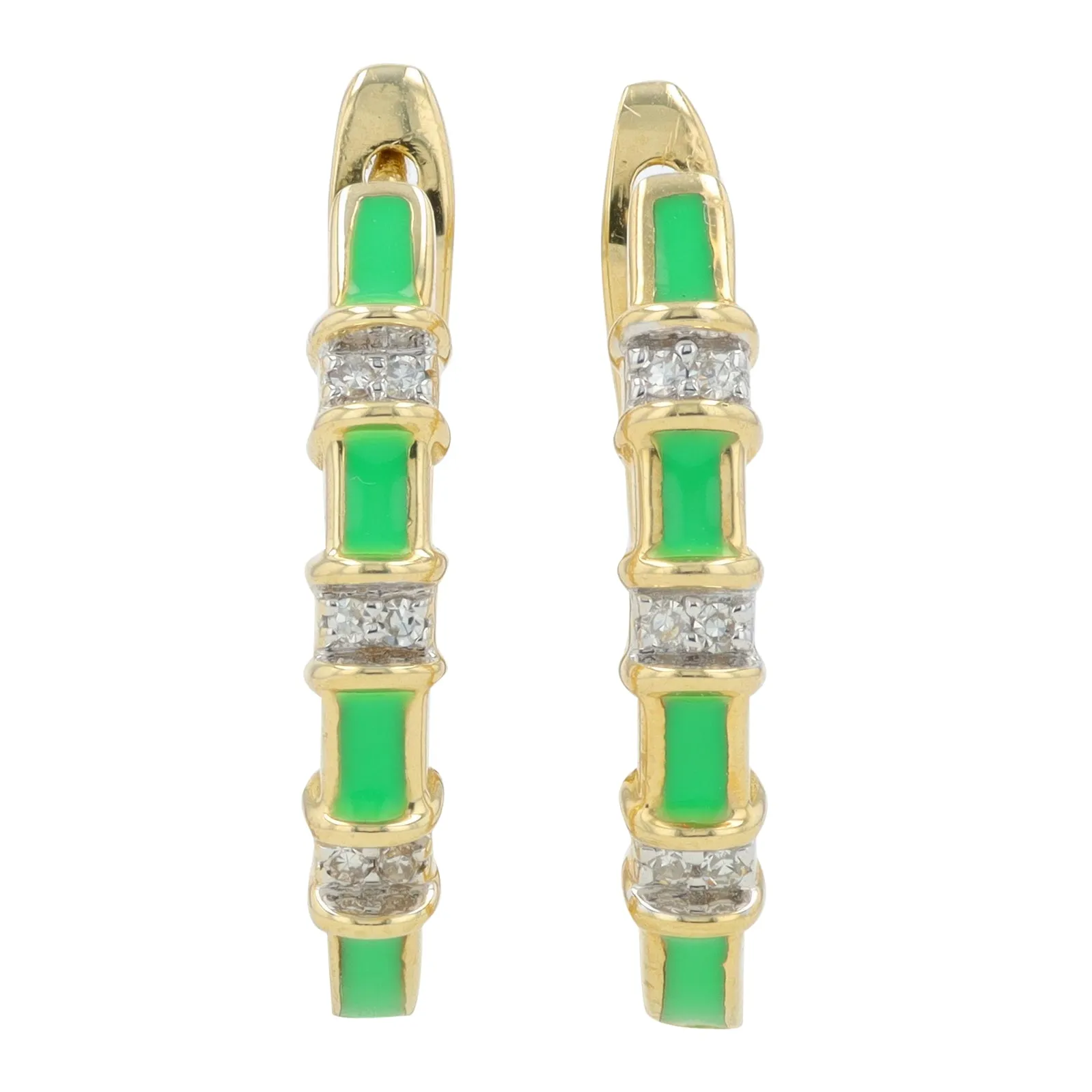 14K YG 0.05 CT Diamond & Enamel Hoops<p><strong>More Colors Available</p></strong>