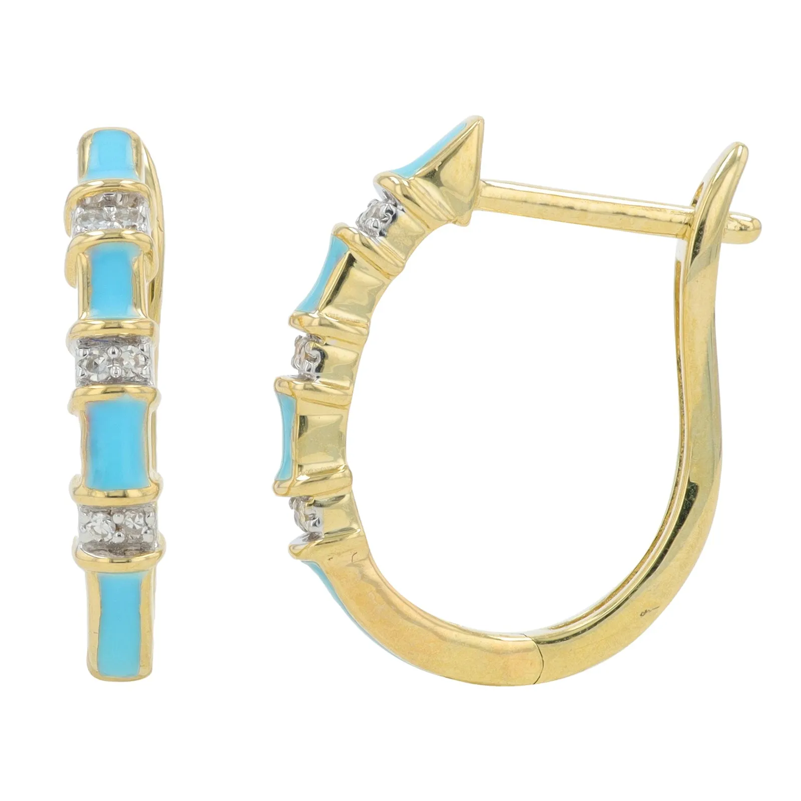 14K YG 0.05 CT Diamond & Enamel Hoops<p><strong>More Colors Available</p></strong>