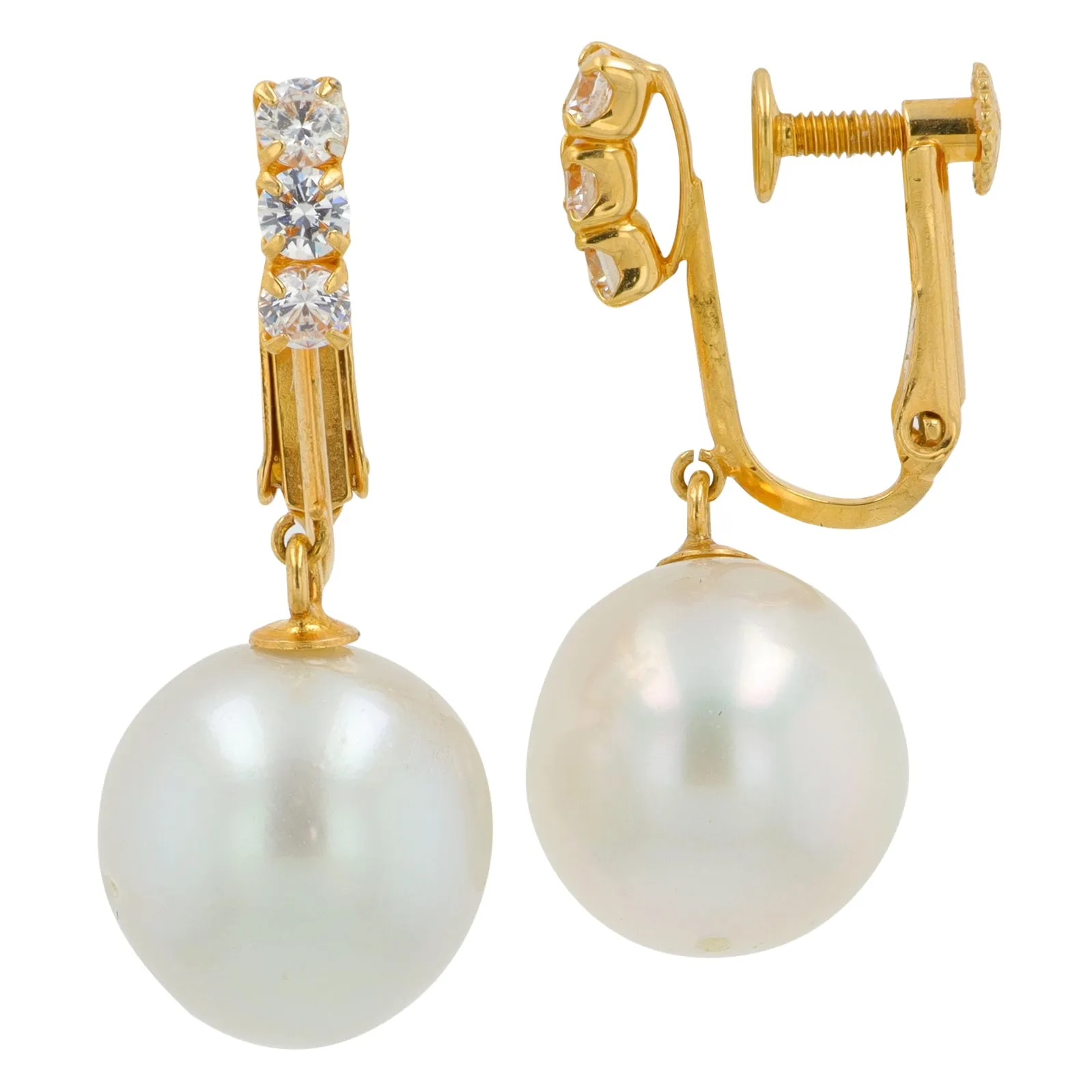 14K YG 11 MM Pearl Earrings