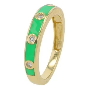 14K YG 1/10 CT Diamond Inlay Band With Enamel Accents <p><strong>More Colors Available</p></strong>