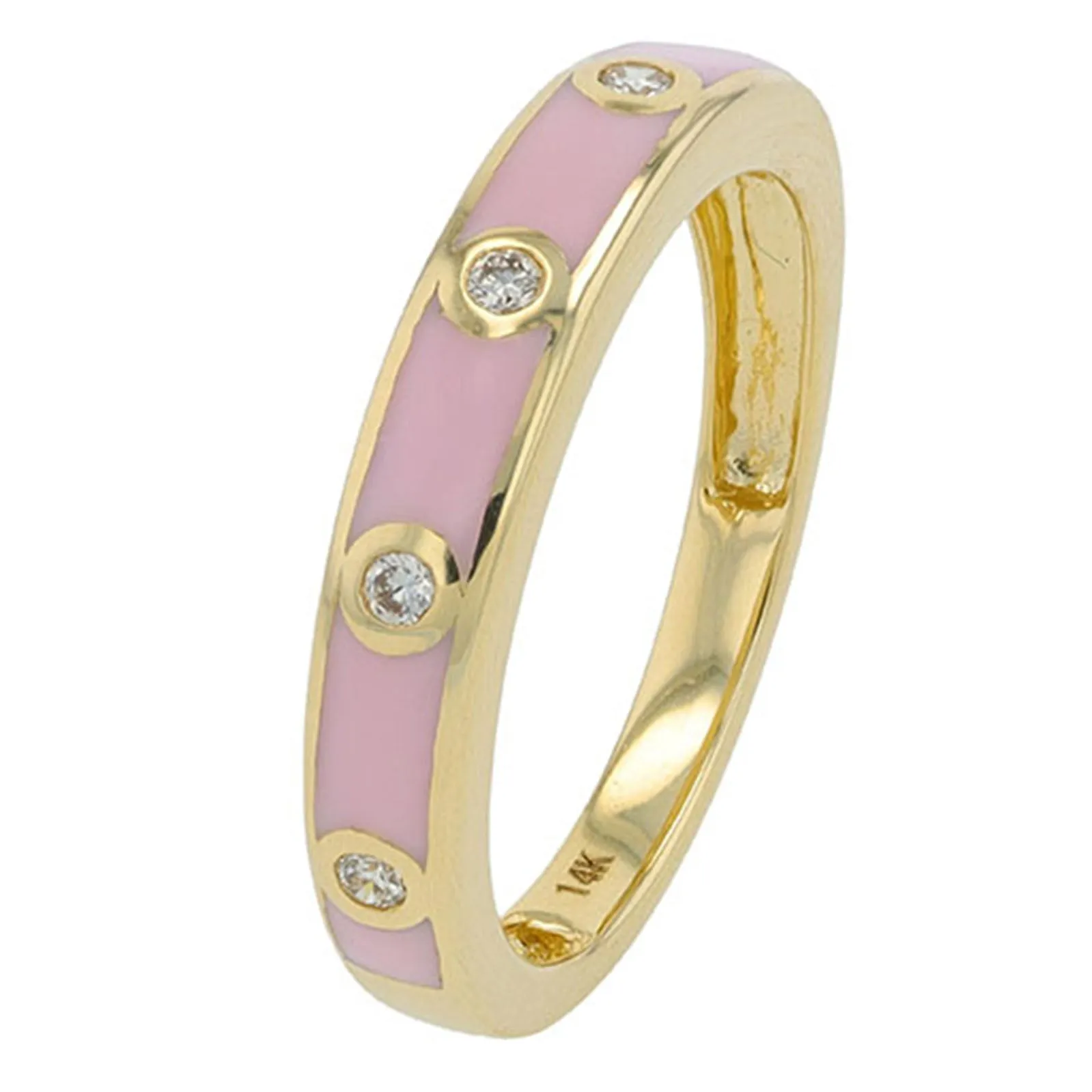 14K YG 1/10 CT Diamond Inlay Band With Enamel Accents <p><strong>More Colors Available</p></strong>