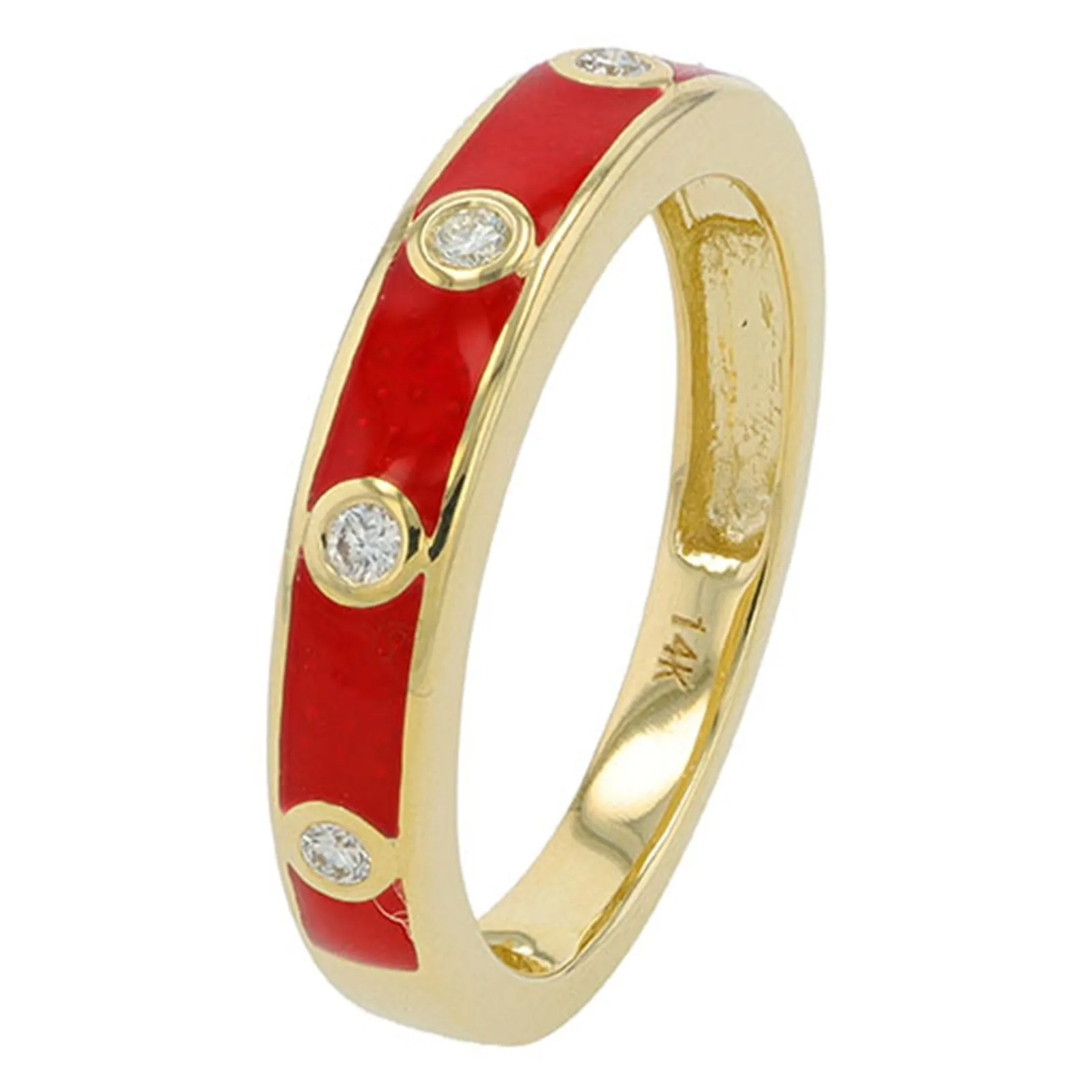14K YG 1/10 CT Diamond Inlay Band With Enamel Accents <p><strong>More Colors Available</p></strong>