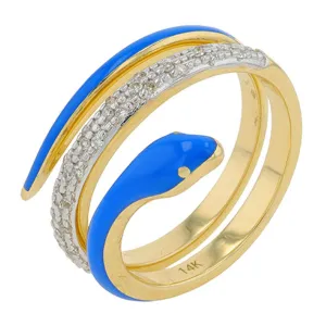 14K YG .15 CTW Diamond & Enamel Snake Bypass Ring<p><strong>More Colors Available</p></strong>