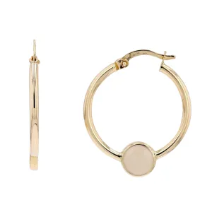 14K YG Enamel Disc Hoops