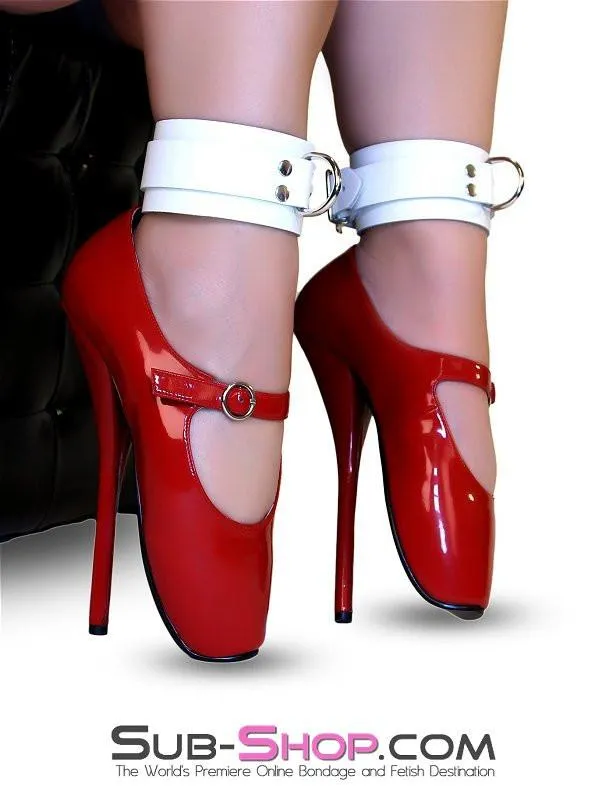 1774A      Pure Bondage White Leather Ankle Cuffs