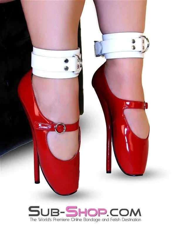 1774A      Pure Bondage White Leather Ankle Cuffs