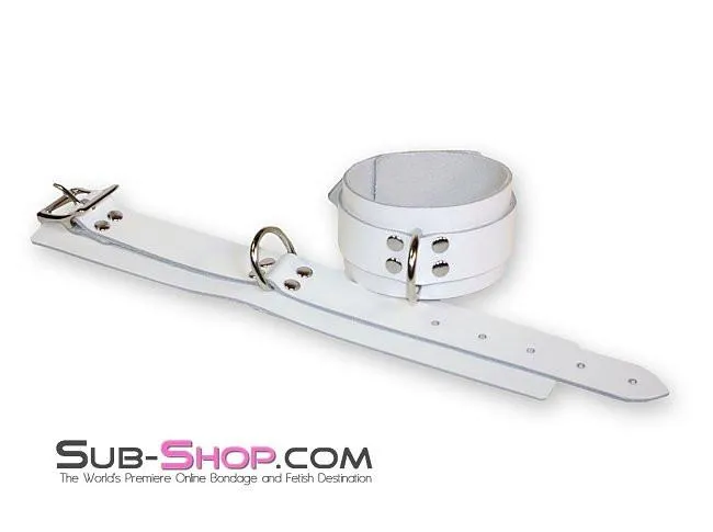 1774A      Pure Bondage White Leather Ankle Cuffs