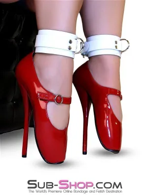 1774A      Pure Bondage White Leather Ankle Cuffs