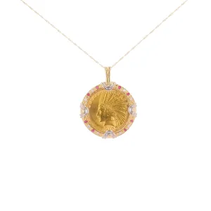 18K TT 1910 Indian Head USA Coin Pendant