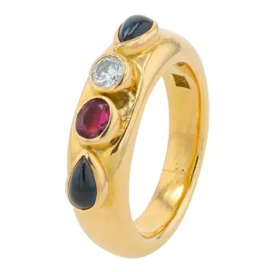 18K YG 0.50 CT Ruby & 0.60 CT Sapphire Ring