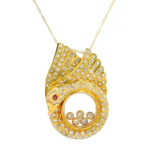 18K YG Floating Diamond Swan Pendant