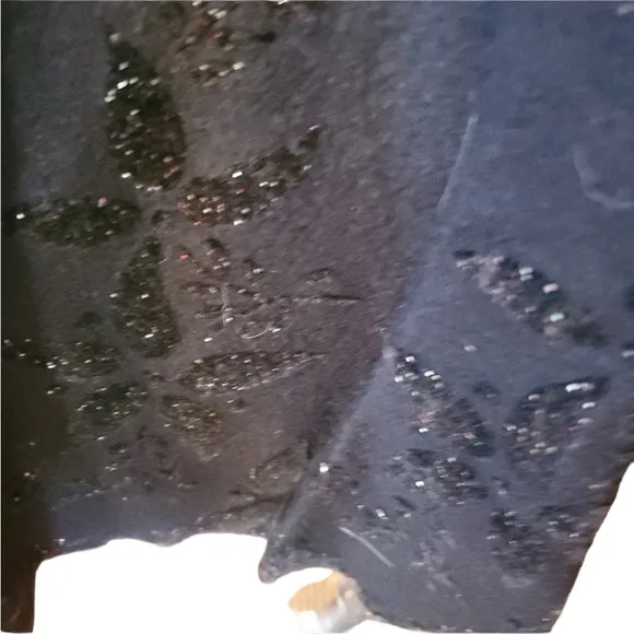 1950s‎ Unlabeled Black &amp; Glitter, Floral Embossed C